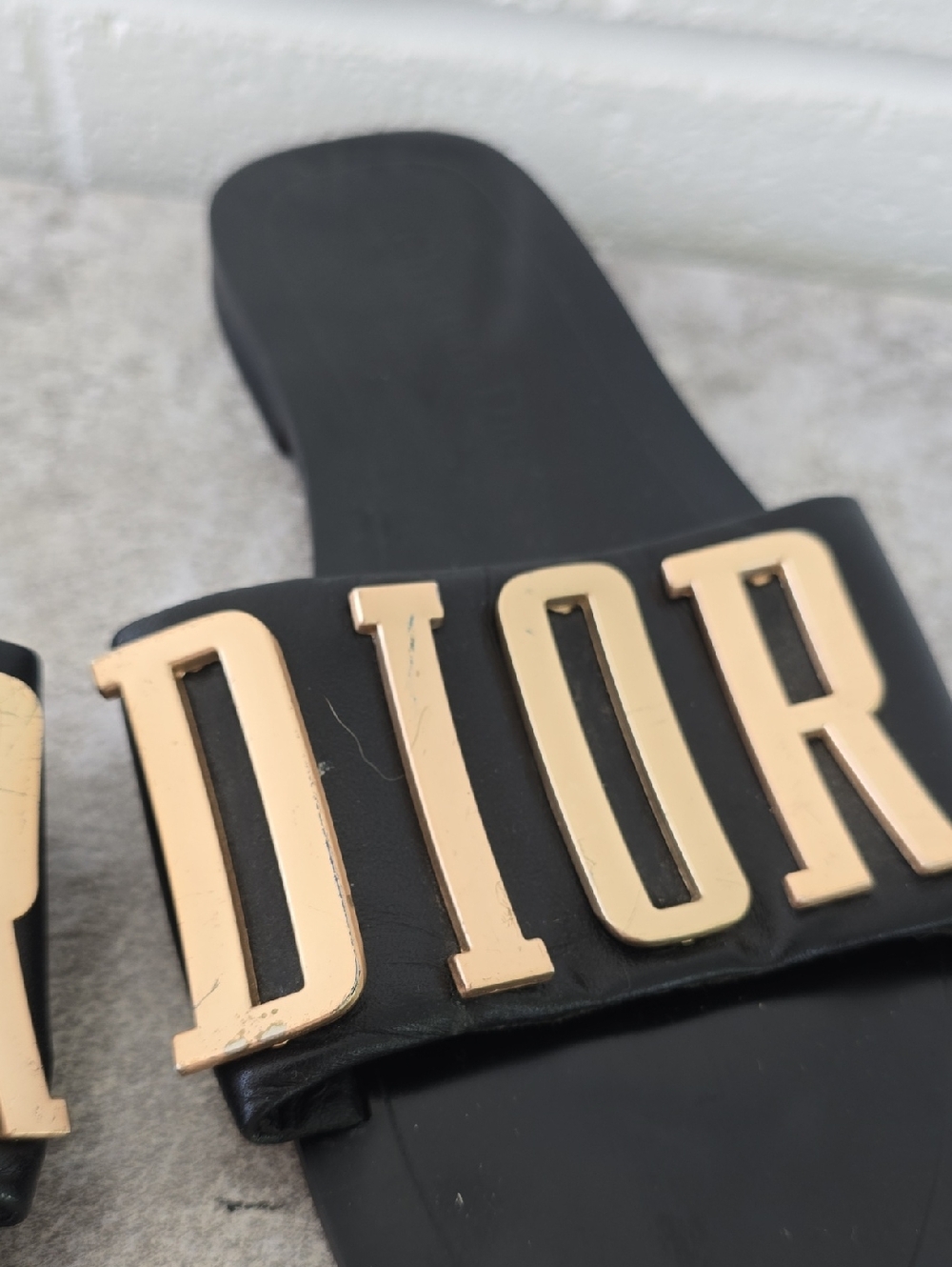 Christian Dior Gold Logo Sandals Sliders Black Color Size 36 - Picture 6 of 15